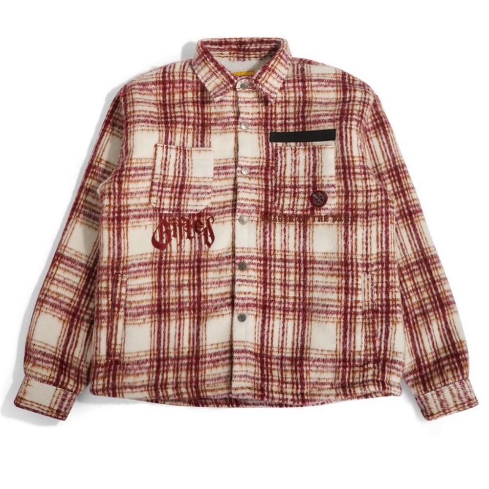 NWT GFTD LA Leaders Plaid Sherpa-Lined Jacket - White & Burgundy